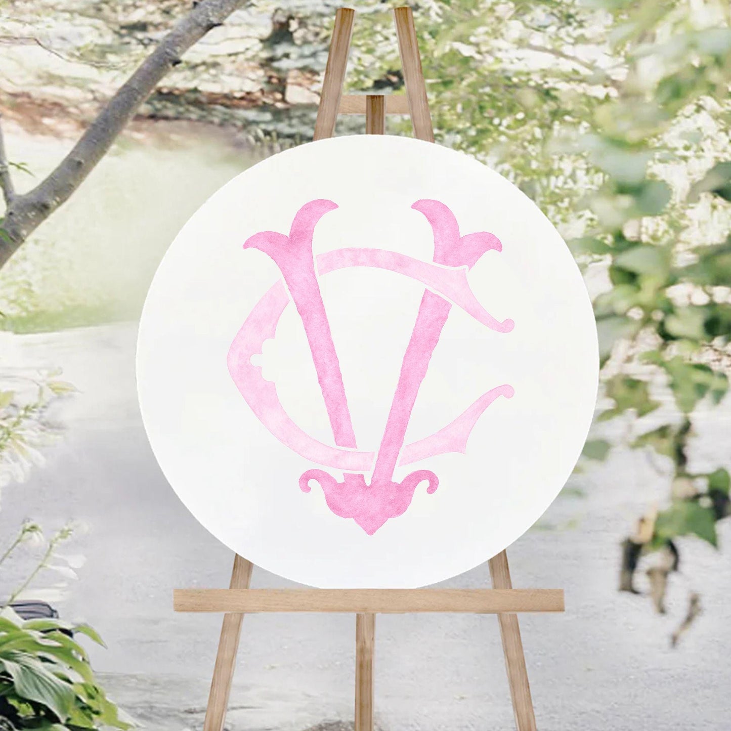 Watercolor Wedding Monogram VC CV - Classic (Digital Download)