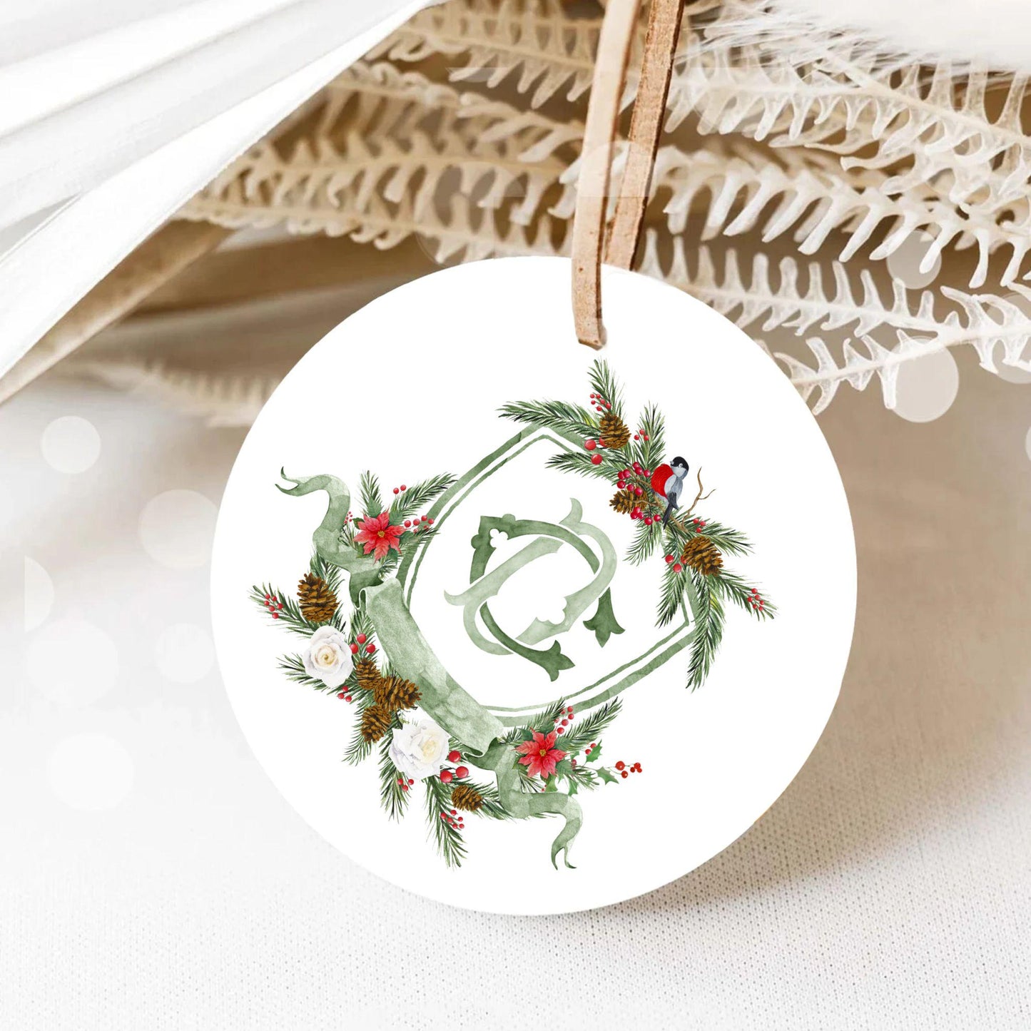 Custom Christmas Wedding Crest - Monogram Crest - Rose Hips Floral Watercolor Wedding Crest - Winter Christmas Wedding Crest - Winter Crest