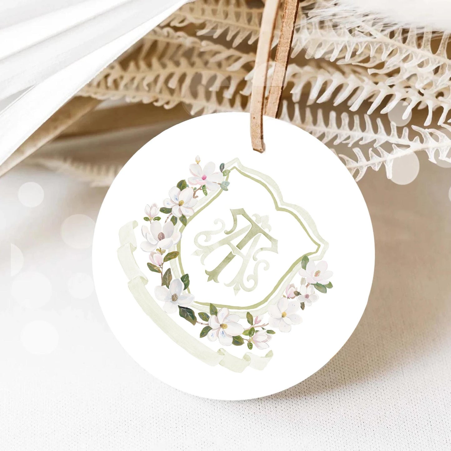 Magnolia Greenery Flower Watercolor Wedding Crest - Monogram Crest - Magnolia Floral Watercolor Wedding Crest - Romantic Wedding Crest