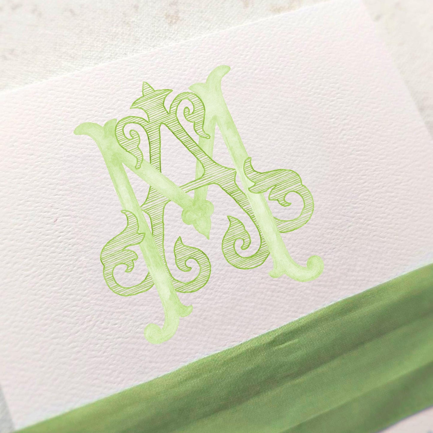 Watercolor Wedding Monogram AM – Classic Letter Crest (Digital Download)
