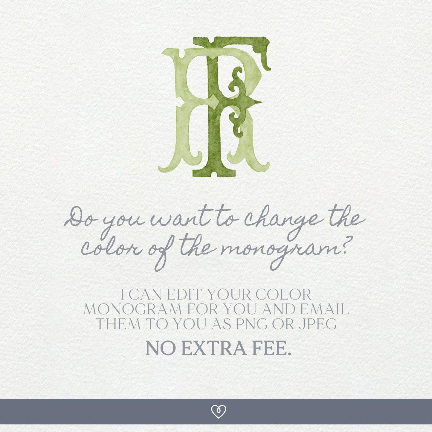 Watercolor Wedding Monogram – Classic FR Initial Crest (Digital Download)