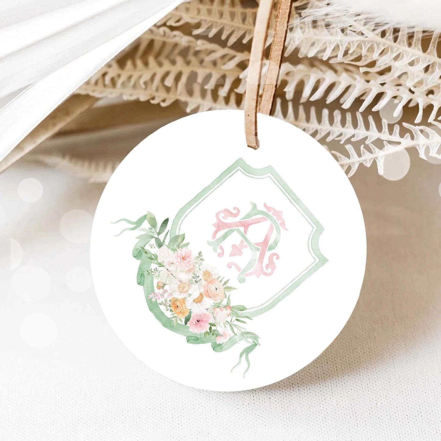 Wildflowers Pink Flower Garden Flowers Wedding Crest - Monogram Crest - Floral Luxury Watercolor Wedding Crest - Romantic Wedding Crest