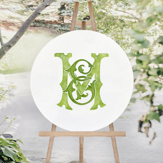 Watercolor Wedding Monogram – ME/EM Initial Crest (Digital Download)