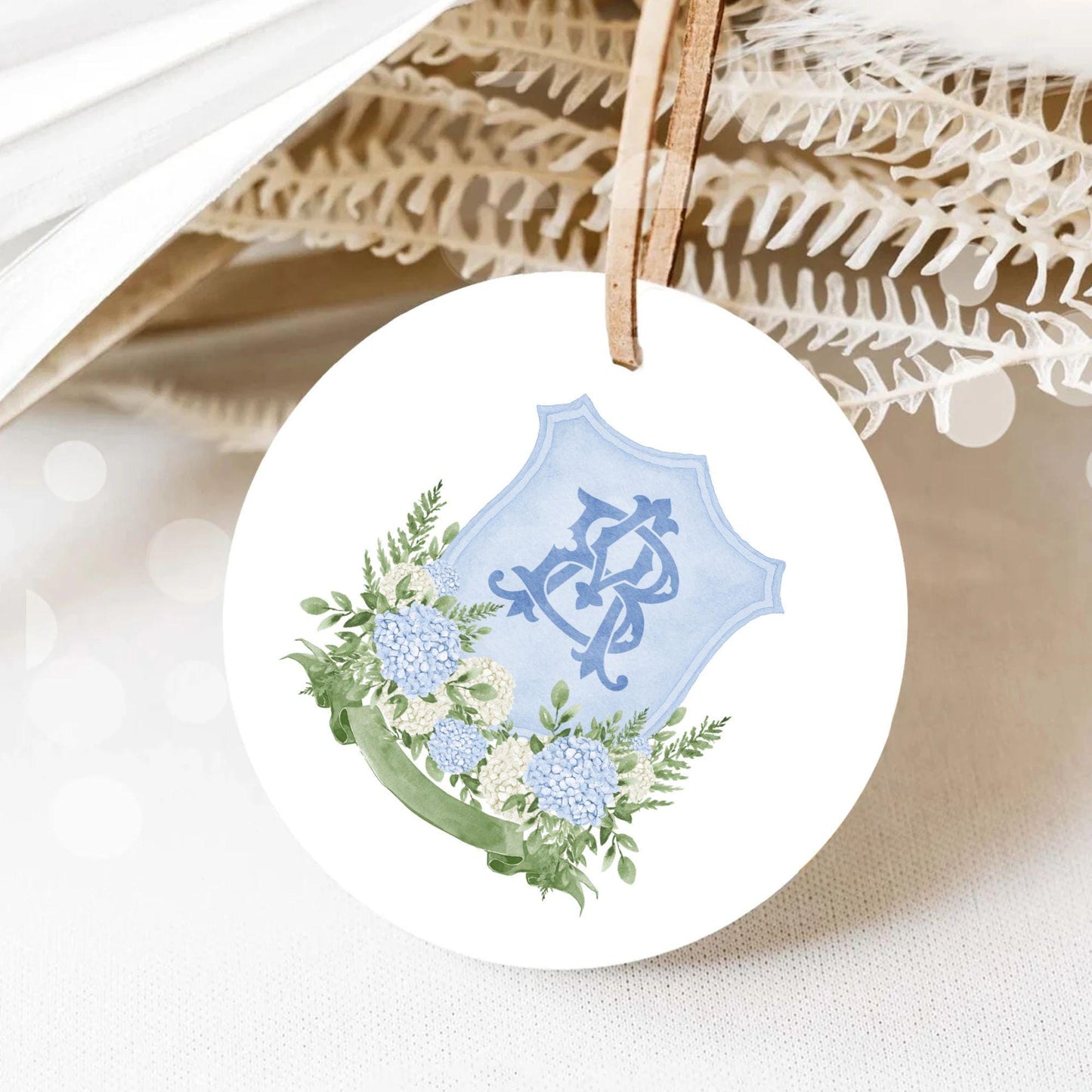 Hydrangea Flower Wedding Crest - Monogram Crest - Hydrangea Floral Luxury Watercolor Wedding Crest - Romantic Wedding Crest- Boho Hydrangea