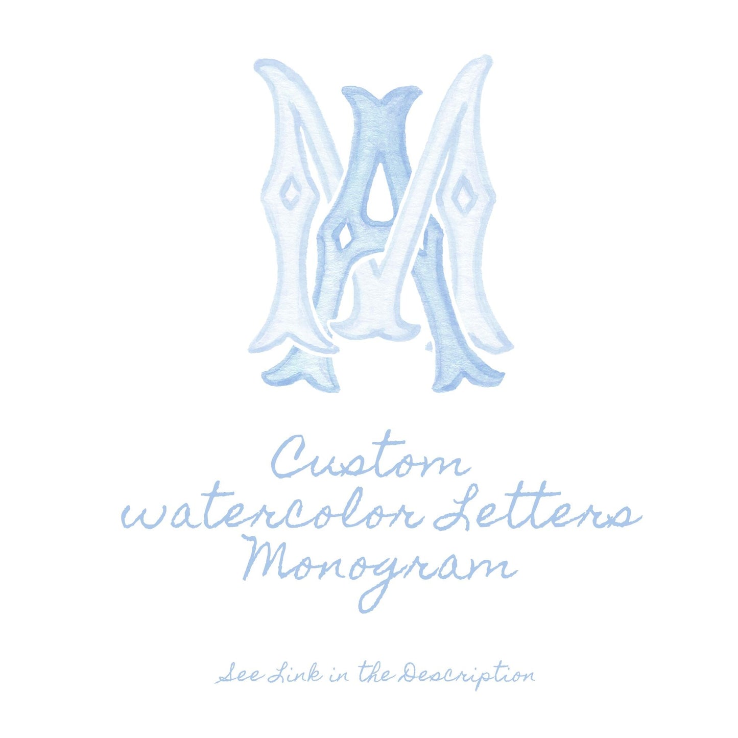 Custom Monogram Initial Letters, Monogram for Crest Design, Wedding Monogram, Wedding Logo, Custom Watercolor Wedding Crest