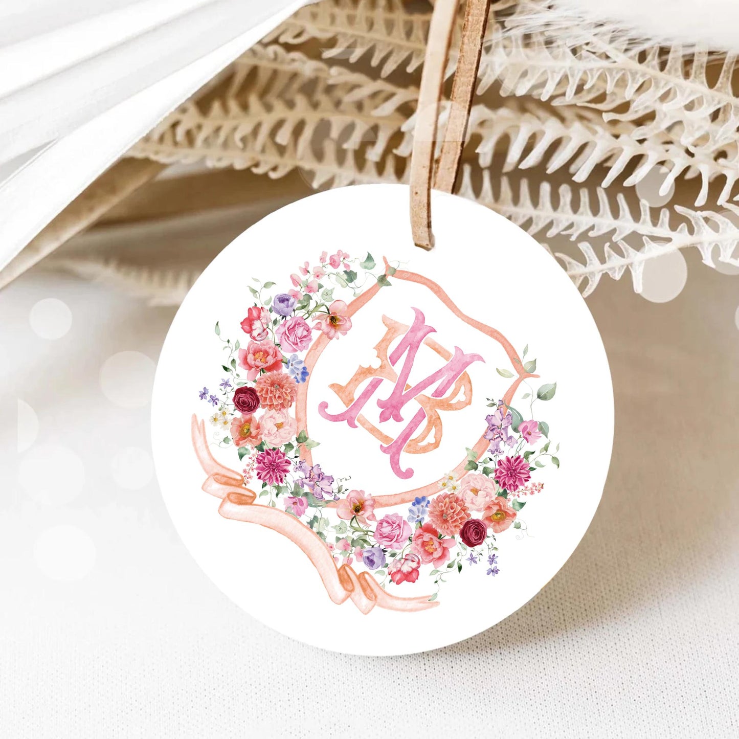 Wildflower Pink Flower Wedding Crest - Monogram Crest - Floral Luxury Watercolor Wedding Crest - Romantic Wedding Crest