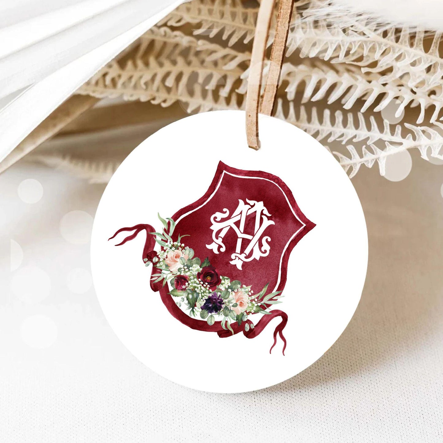 Burgundy Blush Rustic Greenery Flower Wedding Crest - Monogram Crest - Floral Luxury Watercolor Wedding Crest - Romantic Wedding Crest