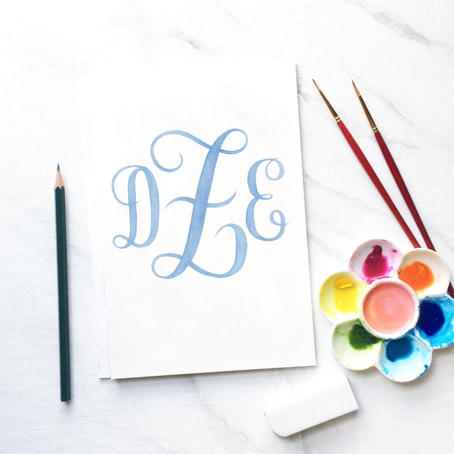 Custom Three Monogram Initial Letters, Three Monogram for Crest Design, Wedding Monogram, Wedding Logo, Custom Watercolor Wedding Crest