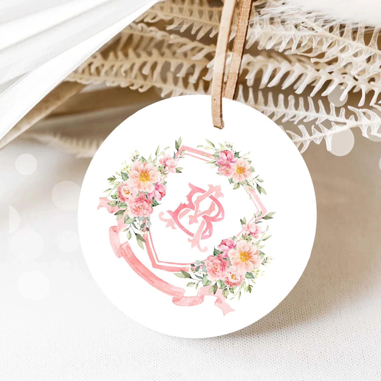 Peony Eucalyptus Watercolor Flower Wedding Crest - Monogram Crest - Floral Eucalyptus Watercolor Wedding Crest - Romantic Wedding Crest