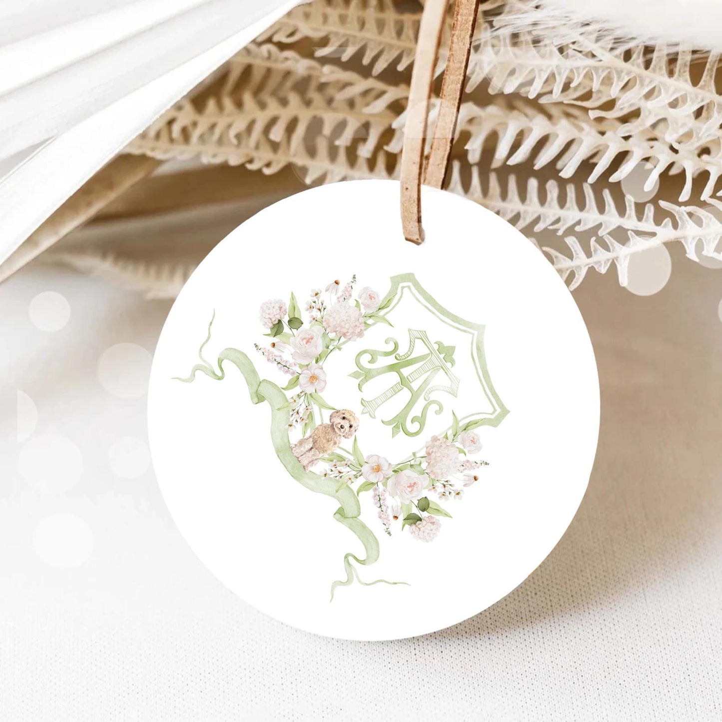 Hydrangea White Flower Wedding Crest - Monogram Crest - White Hydrangea Floral Luxury Watercolor Wedding Crest - Romantic Wedding Crest