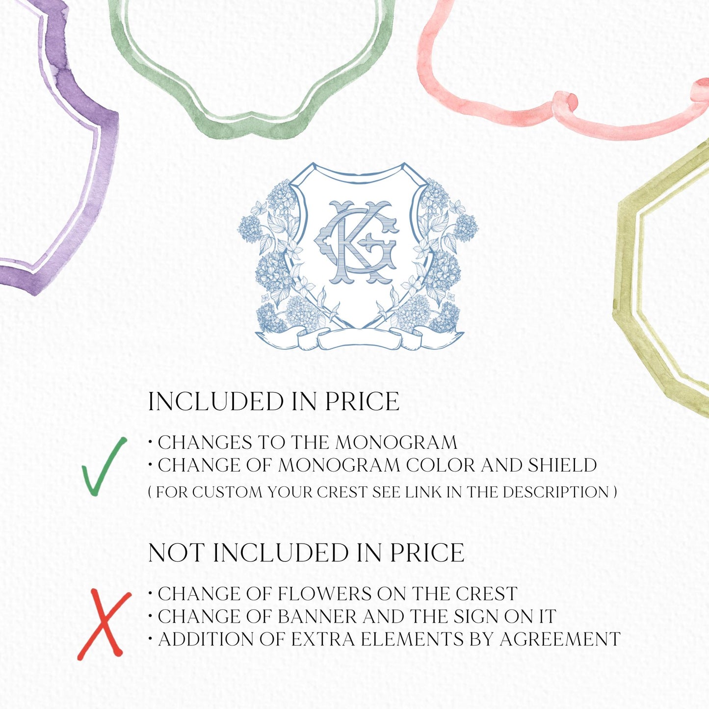 Vintage Hydrangea Flower Wedding Crest - Monogram Crest - Hydrangea Floral Luxury Line art Wedding Crest - Romantic Wedding Crest