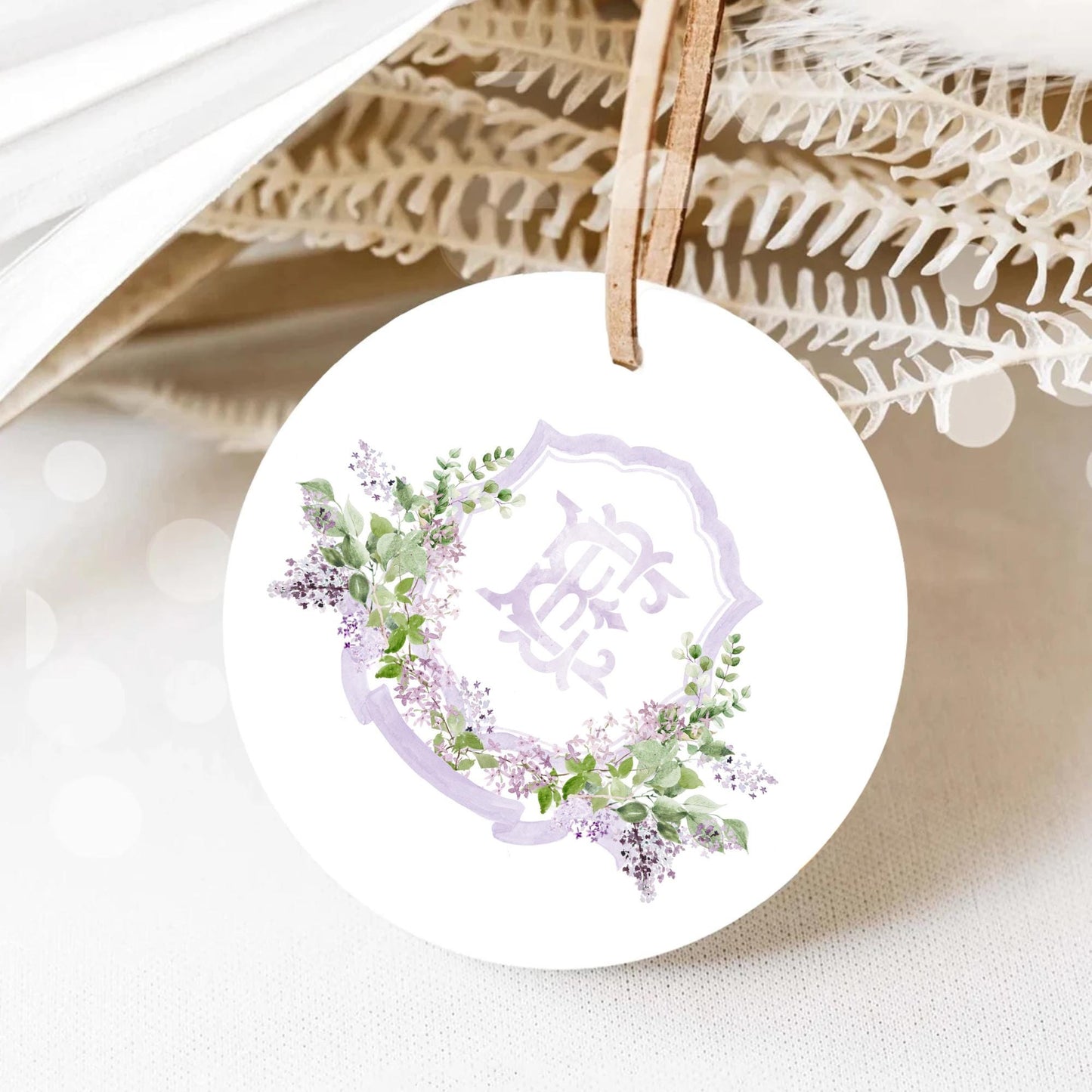 Lilac Lavender Purple Flower Wedding Crest - Monogram Crest - lavender purple Floral Luxury Watercolor Wedding Crest, Romantic Wedding Crest