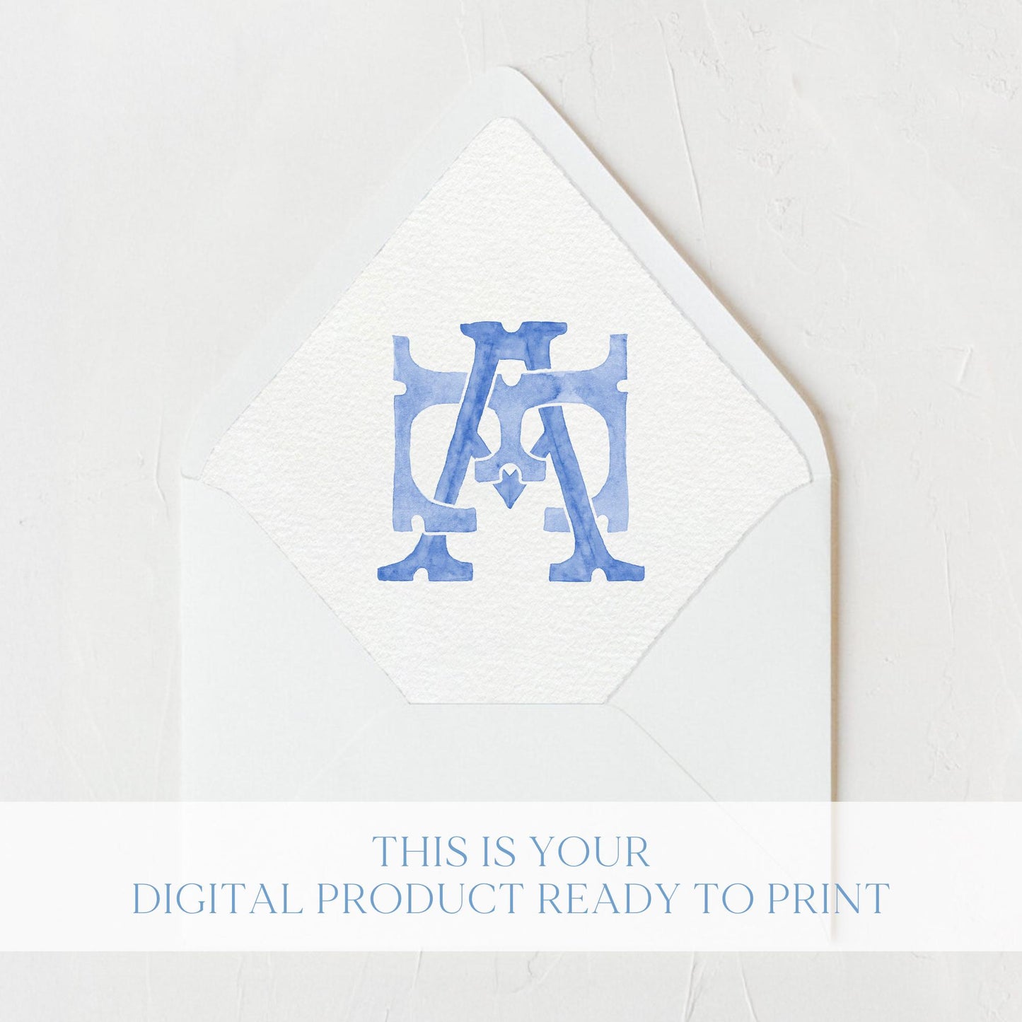 Watercolor Wedding Monogram AE  - EA Classic Monogram - Digital Download - 2 Letter Monogrammed - Custom Watercolor Wedding Crest