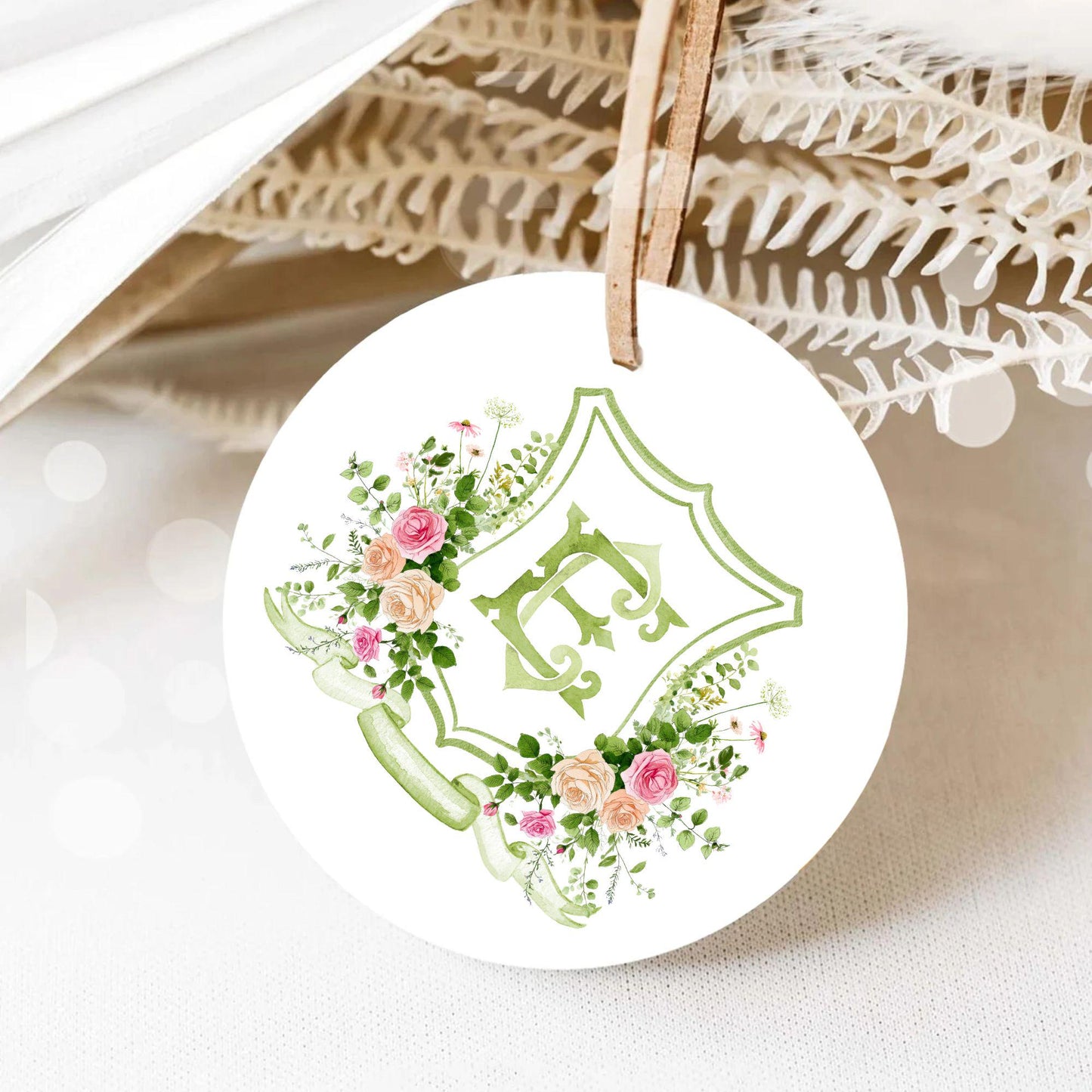 Blush Roses Soft Petals Flower Wedding Crest - Monogram Crest - Watercolor Rose Floral Watercolor Wedding Crest - Romantic Wedding Crest