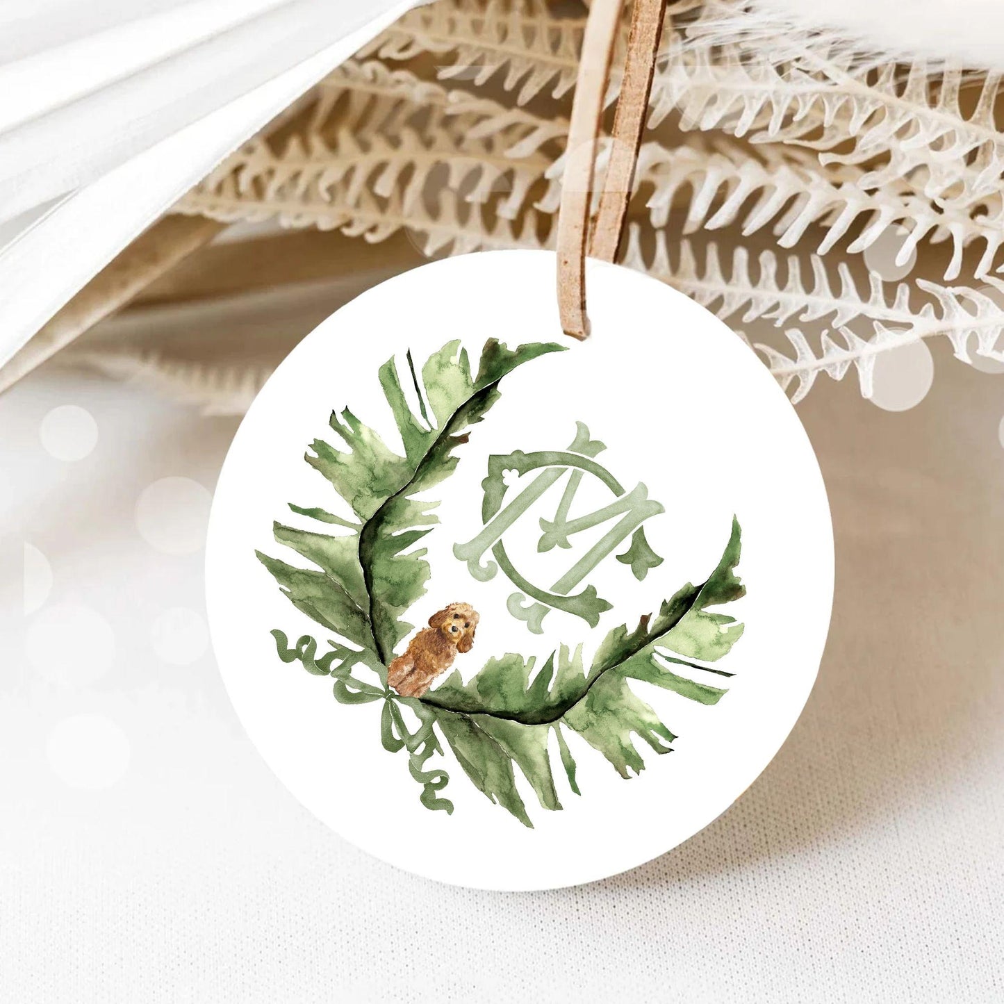 Palm Leaf Greenery Garden Watercolor Wedding Crest - Monogram Crest - Palm leaves Greenery Watercolor Wedding Crest - Romantic Wedding Crest