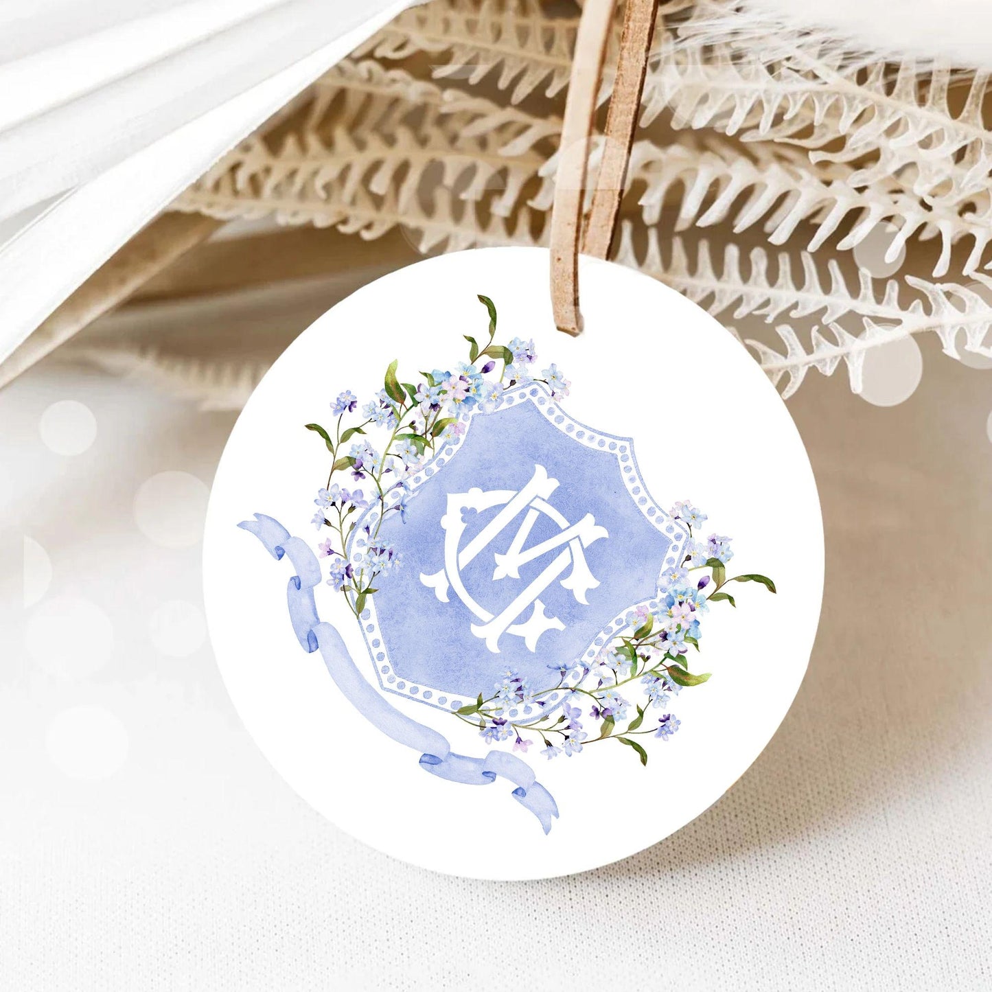 Wildflower Blue Spring Flower Wedding Crest - Monogram Crest - Wildflower bohemian Floral Watercolor Wedding Crest - Romantic Wedding Crest