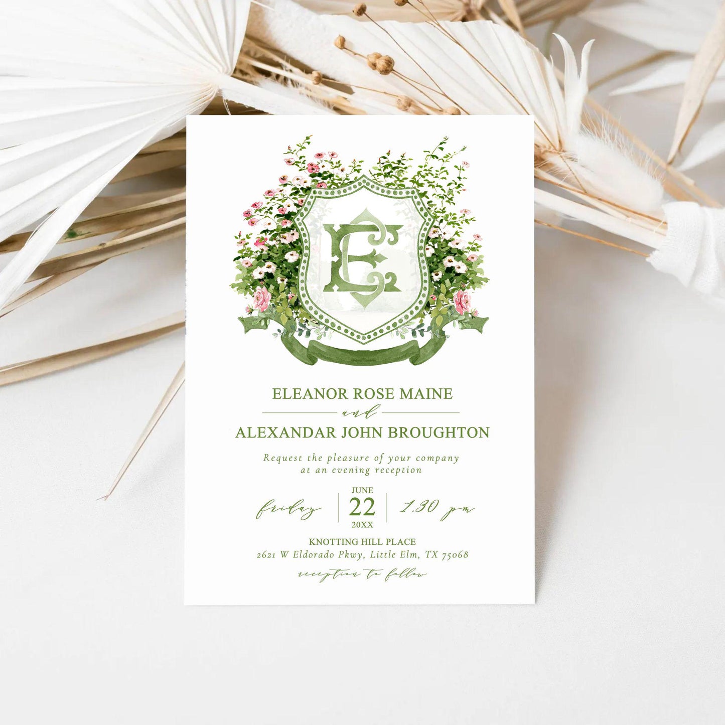 Blush Roses Soft Petals Flower Wedding Crest - Monogram Crest - Watercolor Rose Floral Watercolor Wedding Crest - Romantic Wedding Crest