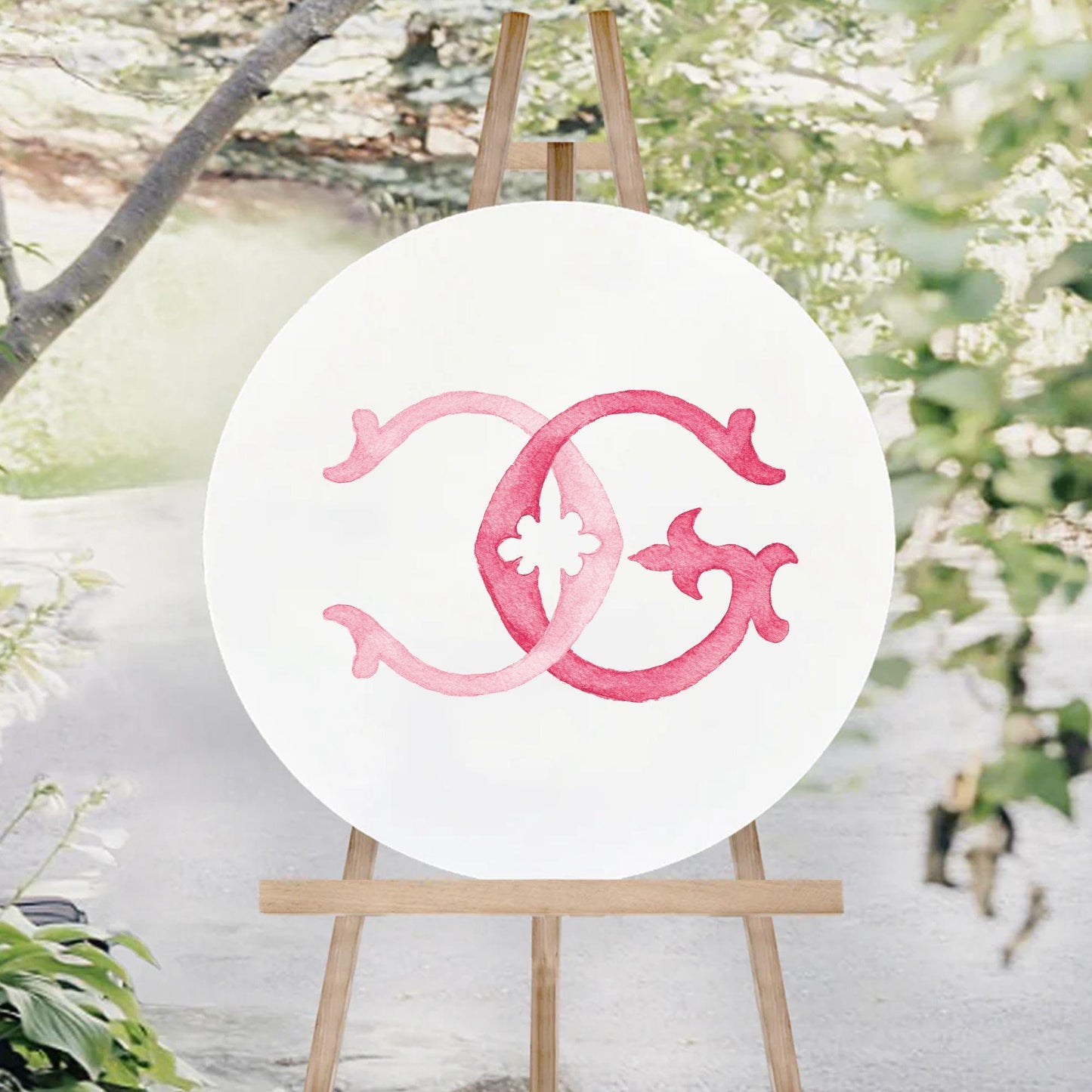 Watercolor Wedding Monogram – GC/CG Initial Crest (Digital Download)