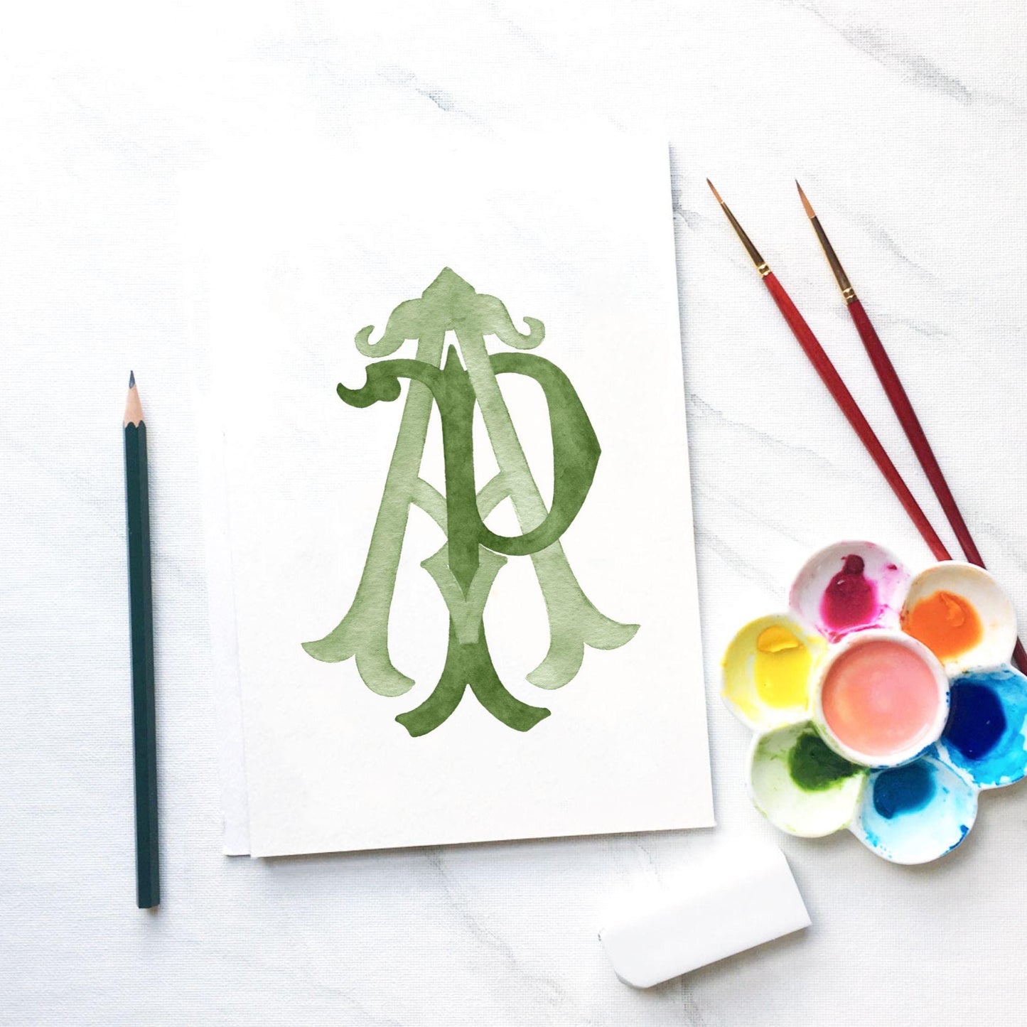 Custom Monogram Initial Letters, Monogram for Crest Design, Wedding Monogram, Wedding Logo, Custom Watercolor Wedding Crest