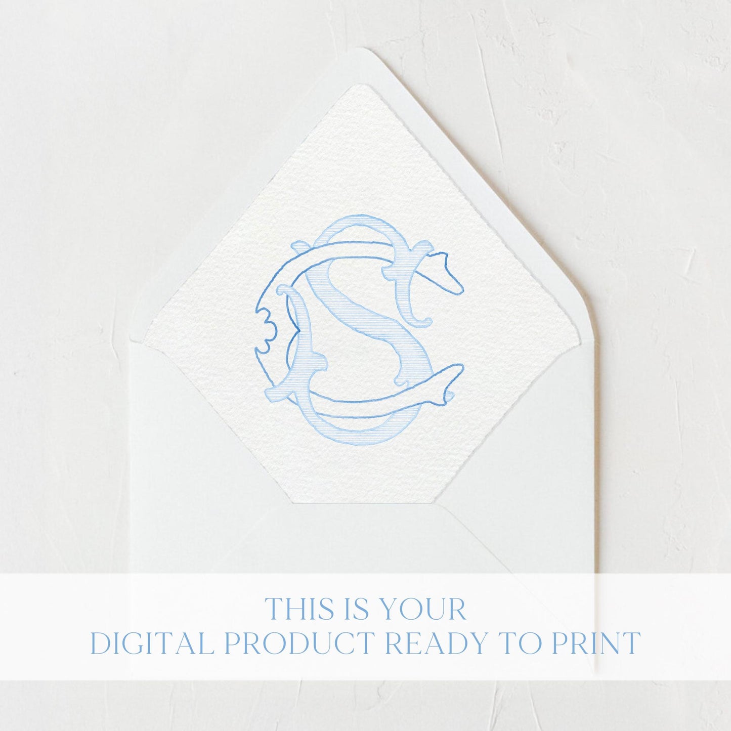 Watercolor Wedding Monogram – CS Interlocking Design (Digital Download)
