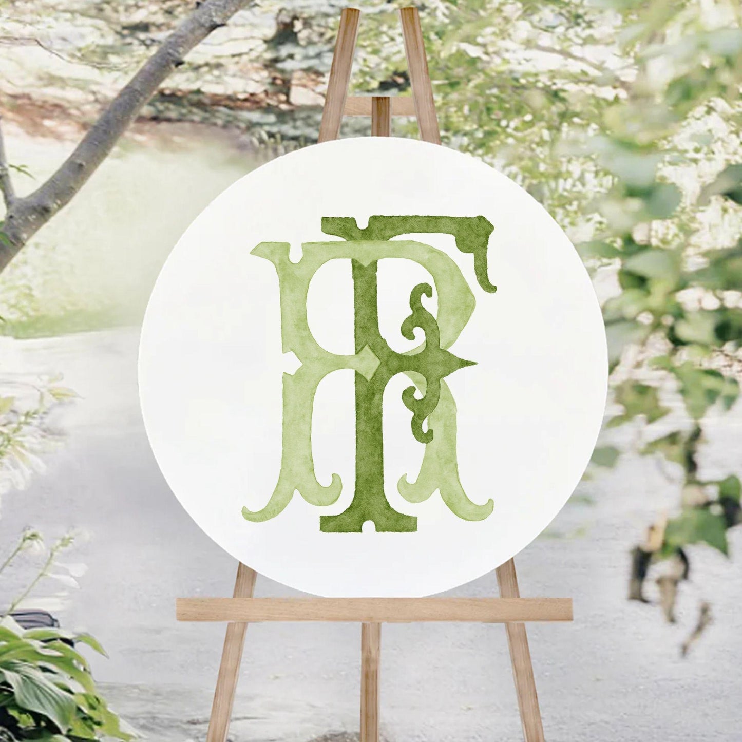 Watercolor Wedding Monogram – Classic FR Initial Crest (Digital Download)