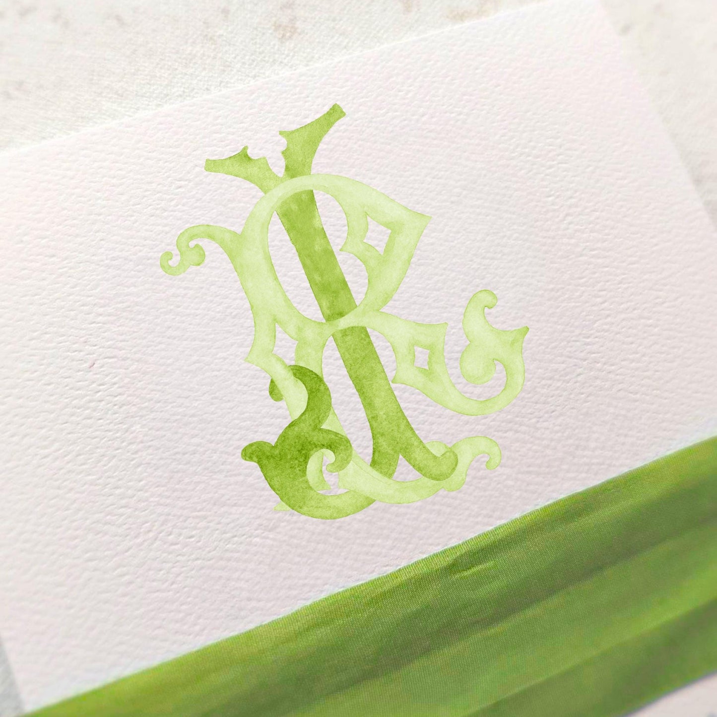 Watercolor Wedding Monogram – RJ Initial Crest (Digital Download)