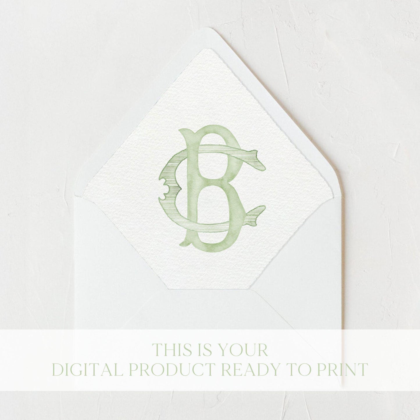 Watercolor Wedding Monogram CB - Classic BC (Digital Download)