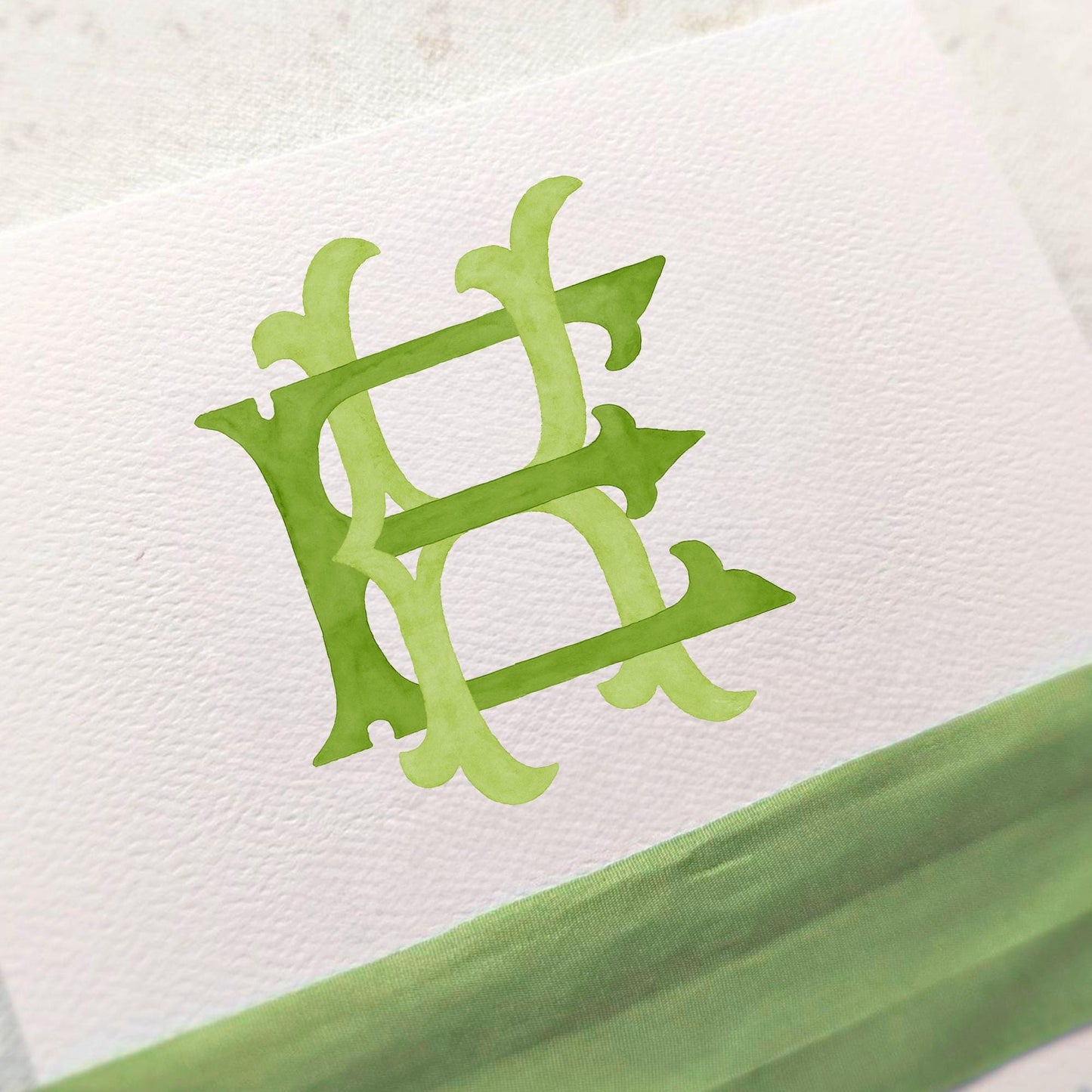 Watercolor Wedding Monogram EK – Classic KE Initial Crest (Digital Download)