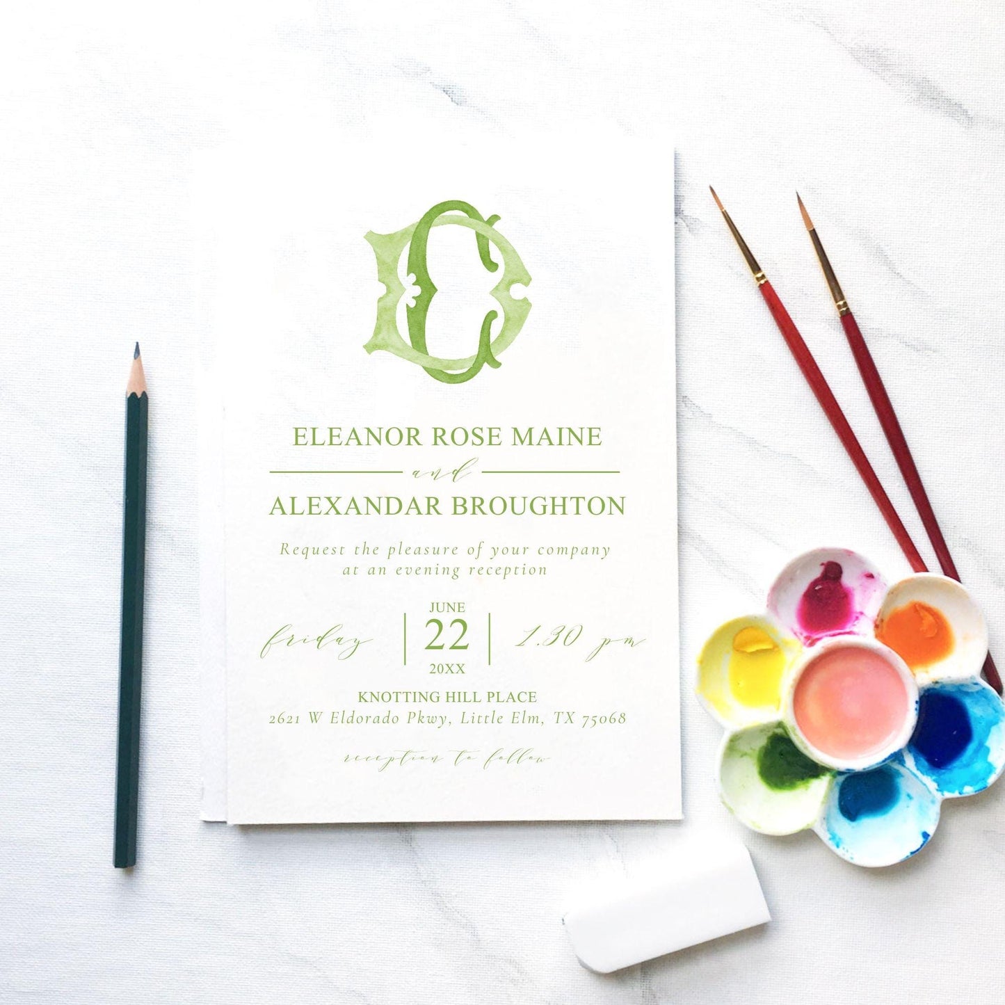 Watercolor Wedding Monogram – DC Classic Design (Digital Download)