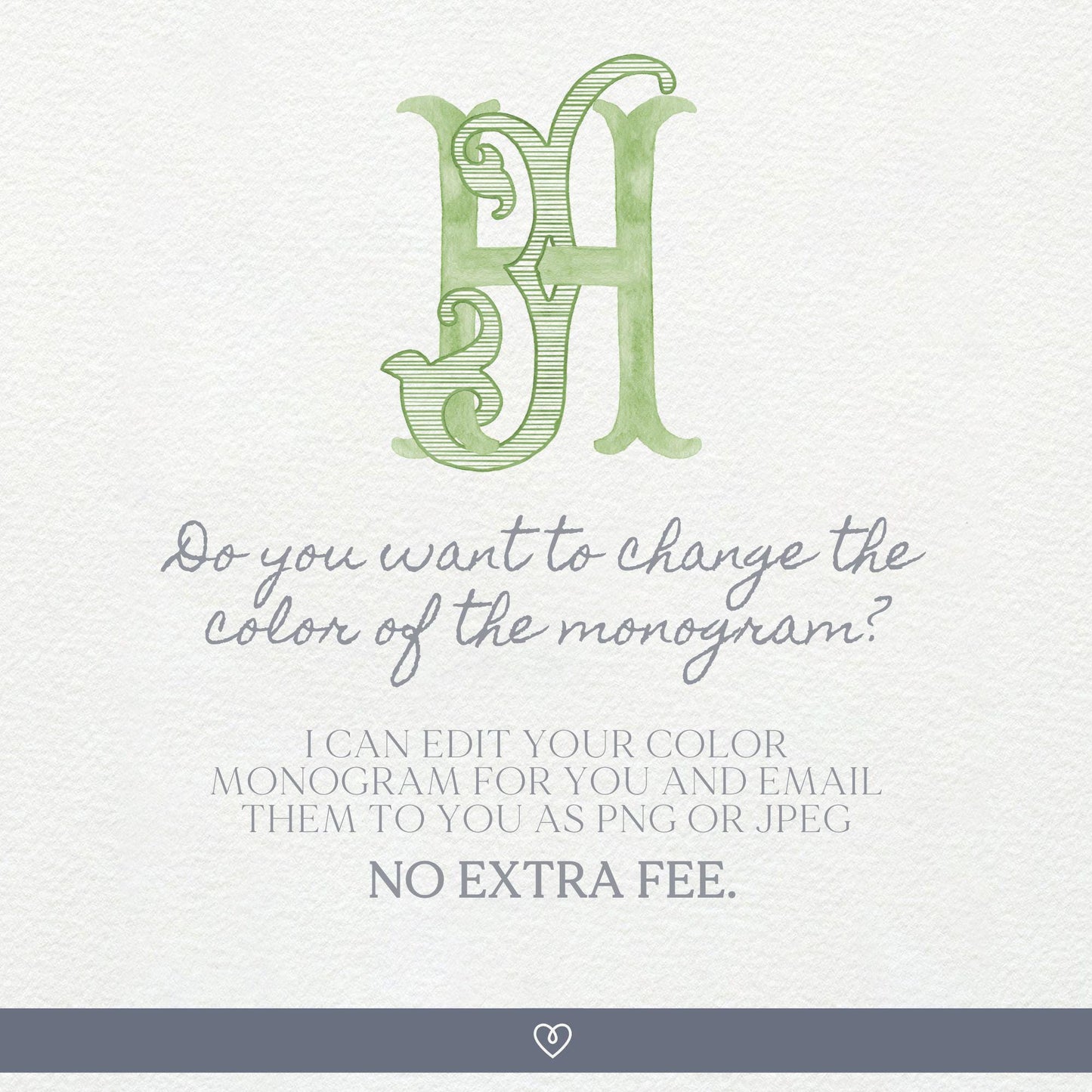 Watercolor Wedding Monogram - JH Initial Crest (Digital Download)