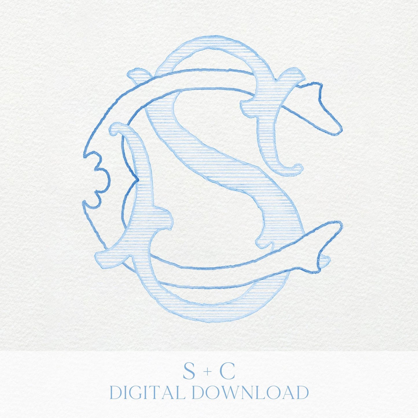 Watercolor Wedding Monogram – CS Interlocking Design (Digital Download)
