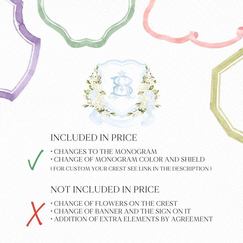 White Blue Hydrangea Flower Wedding Crest
