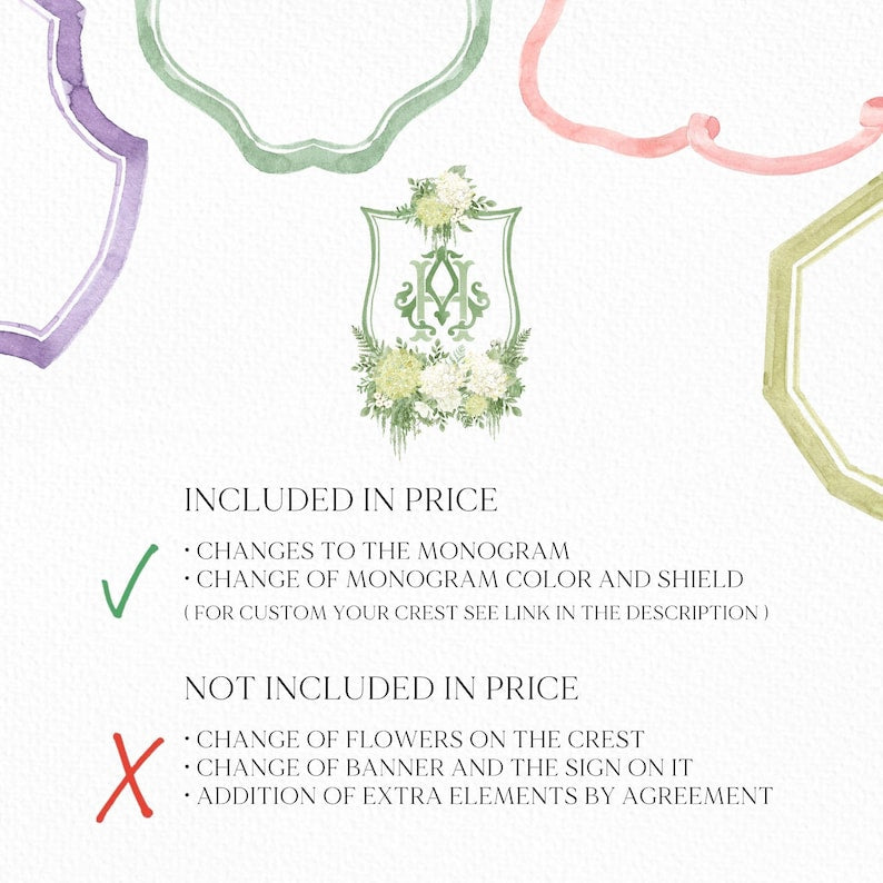 Green Hydrangea Flower Wedding Crest