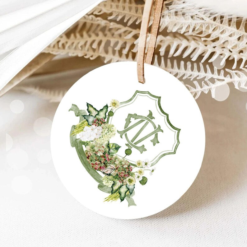 Green Hydrangea Flower Wedding Crest