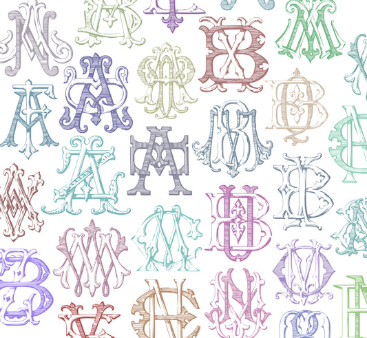 Custom Vintage Monogram, Wedding Crests Clipart