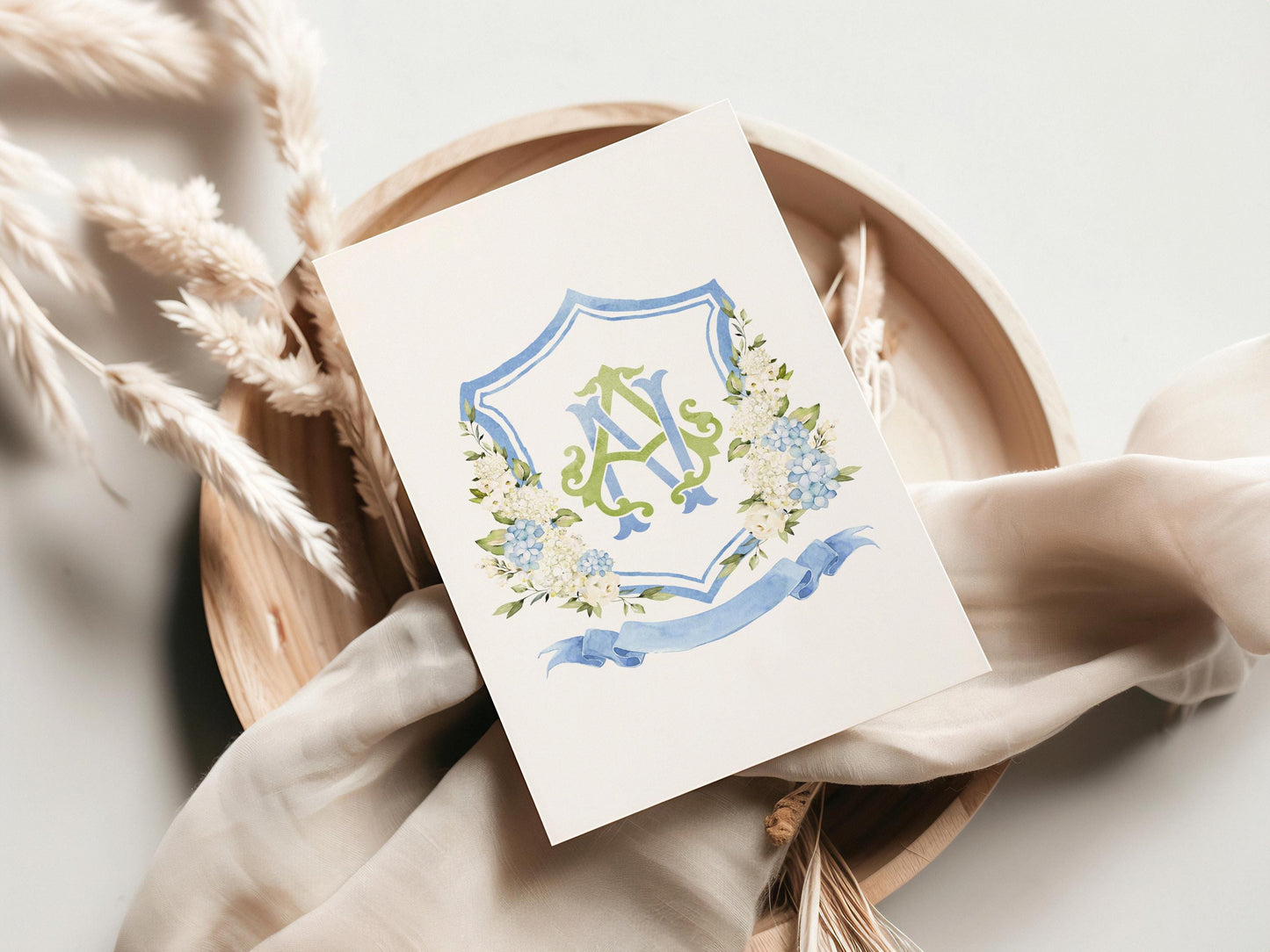 Hydrangea Flower Wedding Crest - Monogram Crest - Hydrangea Floral Luxury Watercolor Wedding Crest - Romantic Wedding Crest- Boho Hydrangea
