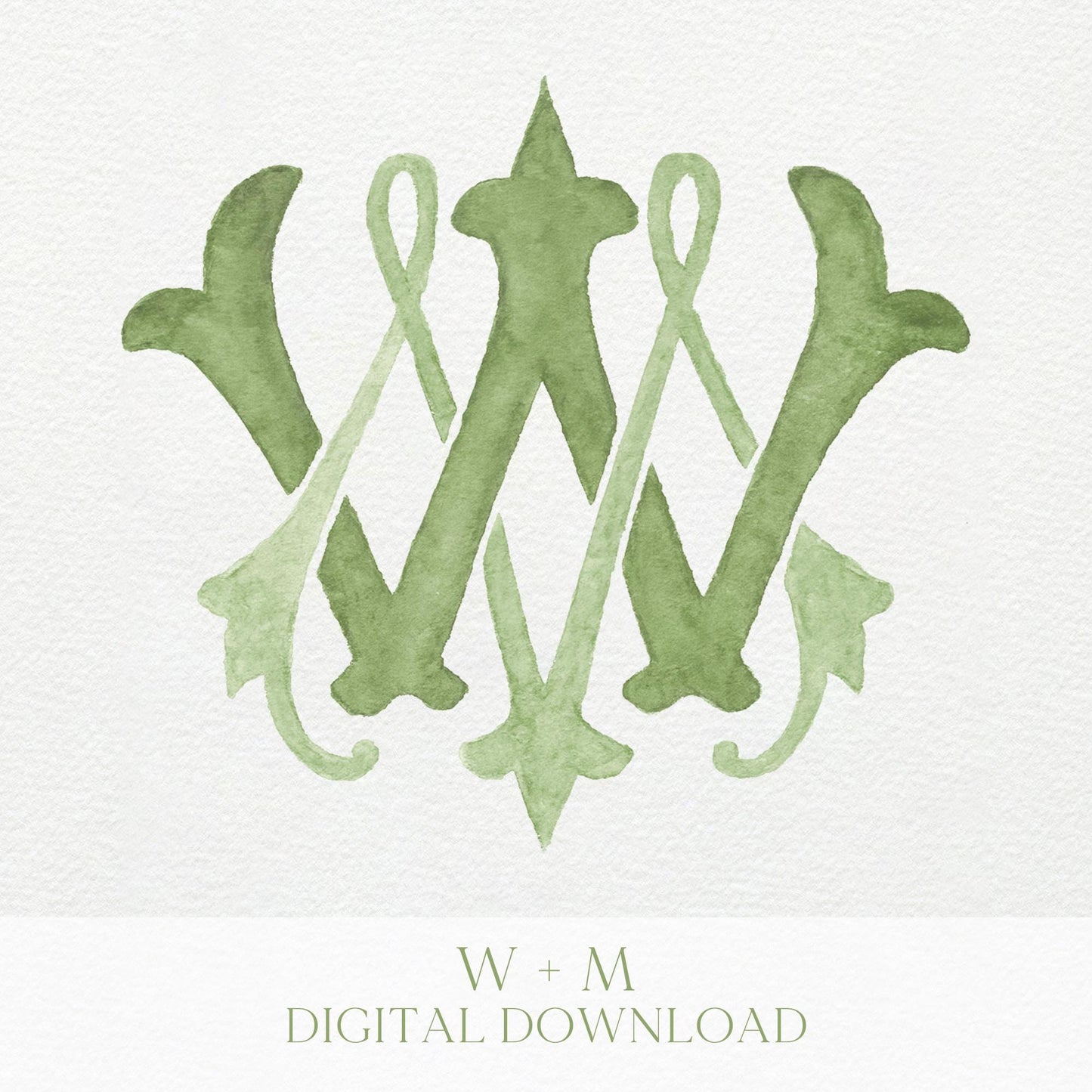 Watercolor Wedding Monogram – WM/MW Classic Design (Digital Download)