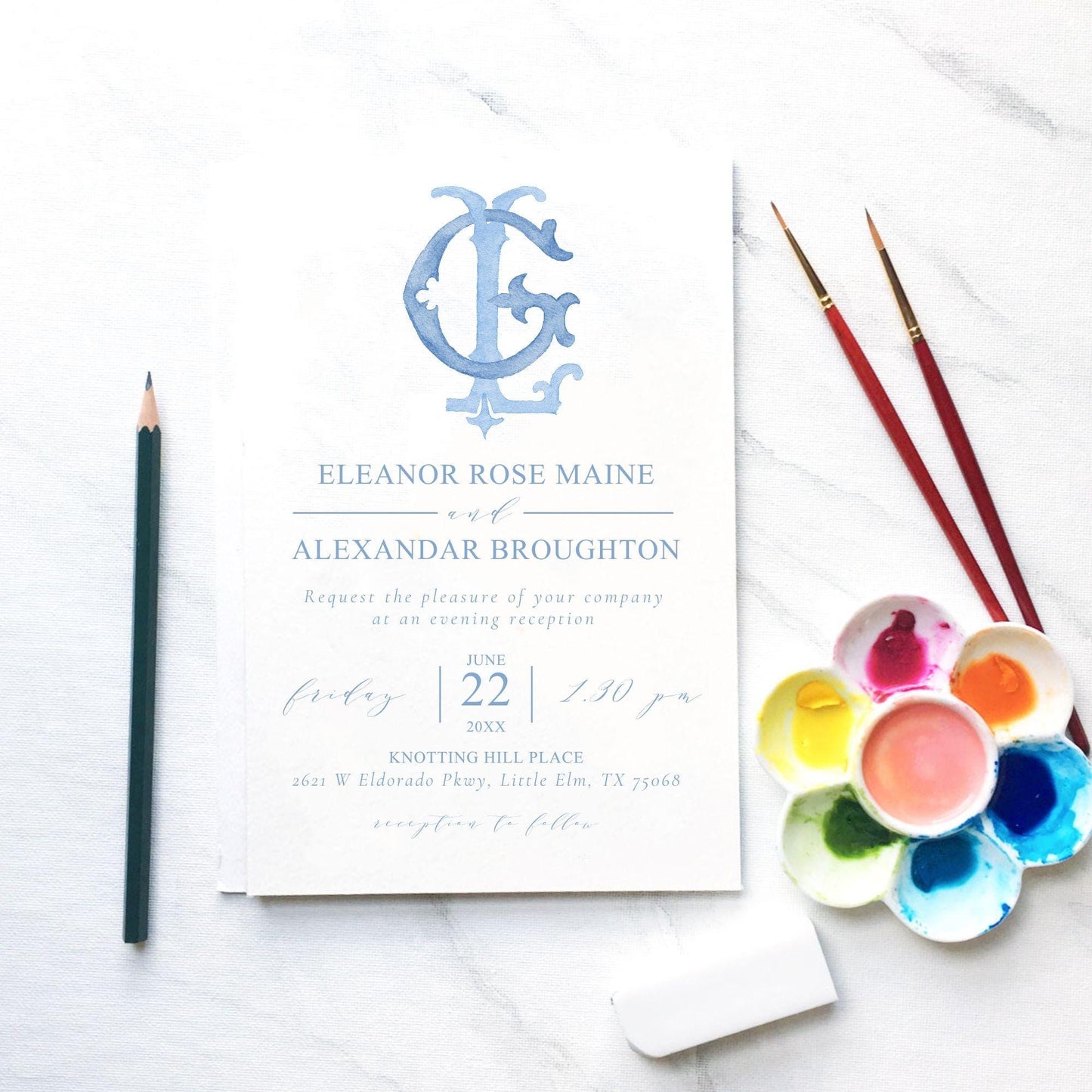 Watercolor GL Wedding Monogram – Classic Letter Design (Digital Download)