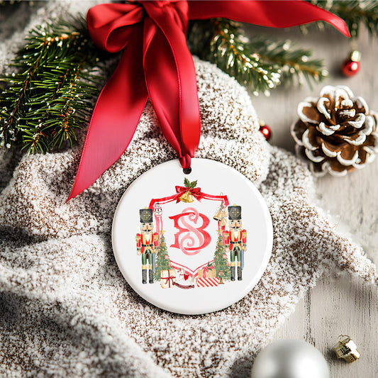 Nutcracker Christmas Crest - Monogram Crest - Christmas Watercolor Crest DIY - Luxury Watercolor Wedding Crest - Nutcracker Red Christmas