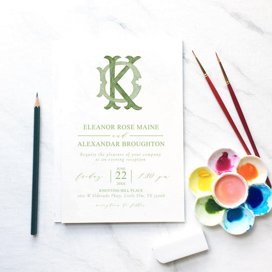 Watercolor Wedding Monogram KD - Classic 2 Letter Design (Digital Download)