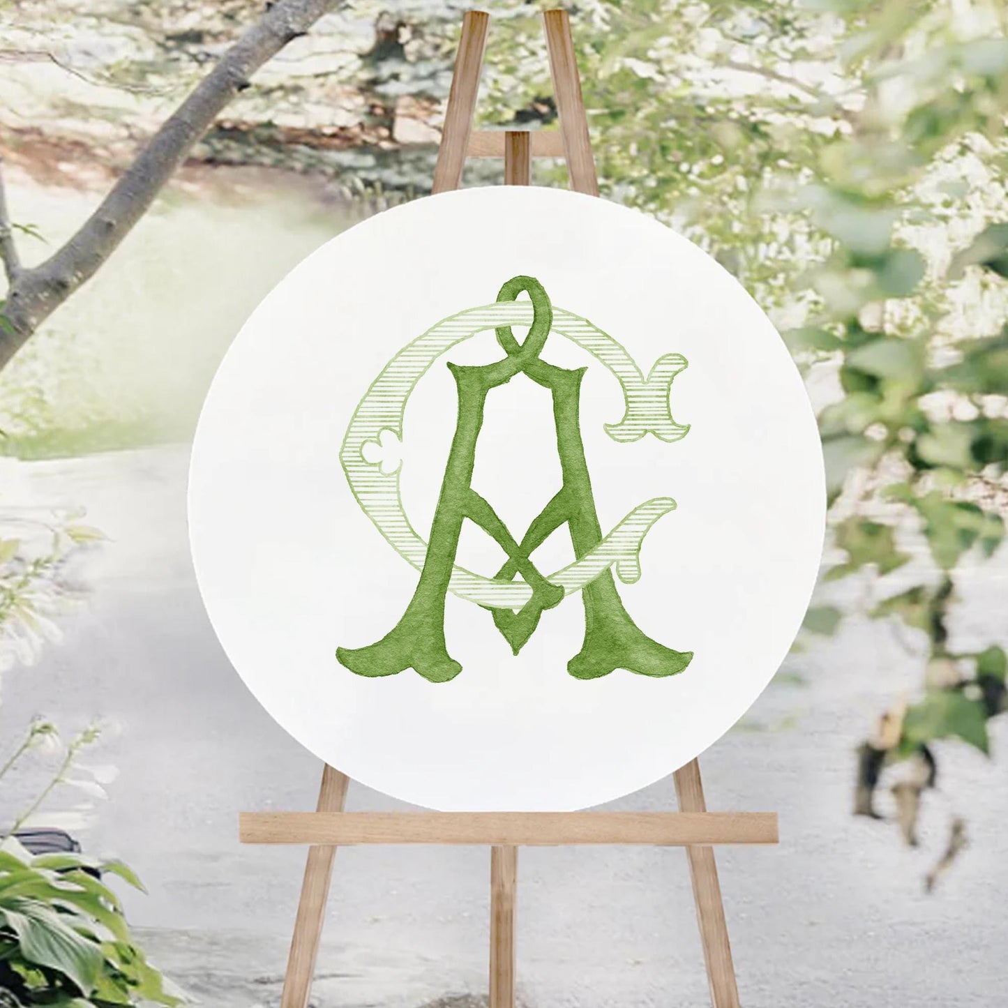 Watercolor Wedding Monogram AC/CA - Classic Design (Digital Download)