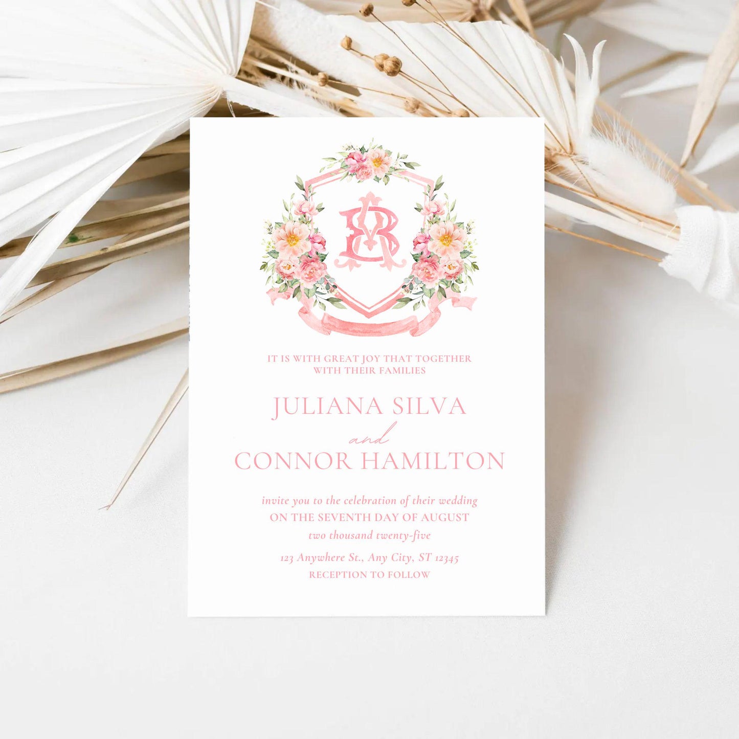 Peony Eucalyptus Watercolor Flower Wedding Crest - Monogram Crest - Floral Eucalyptus Watercolor Wedding Crest - Romantic Wedding Crest