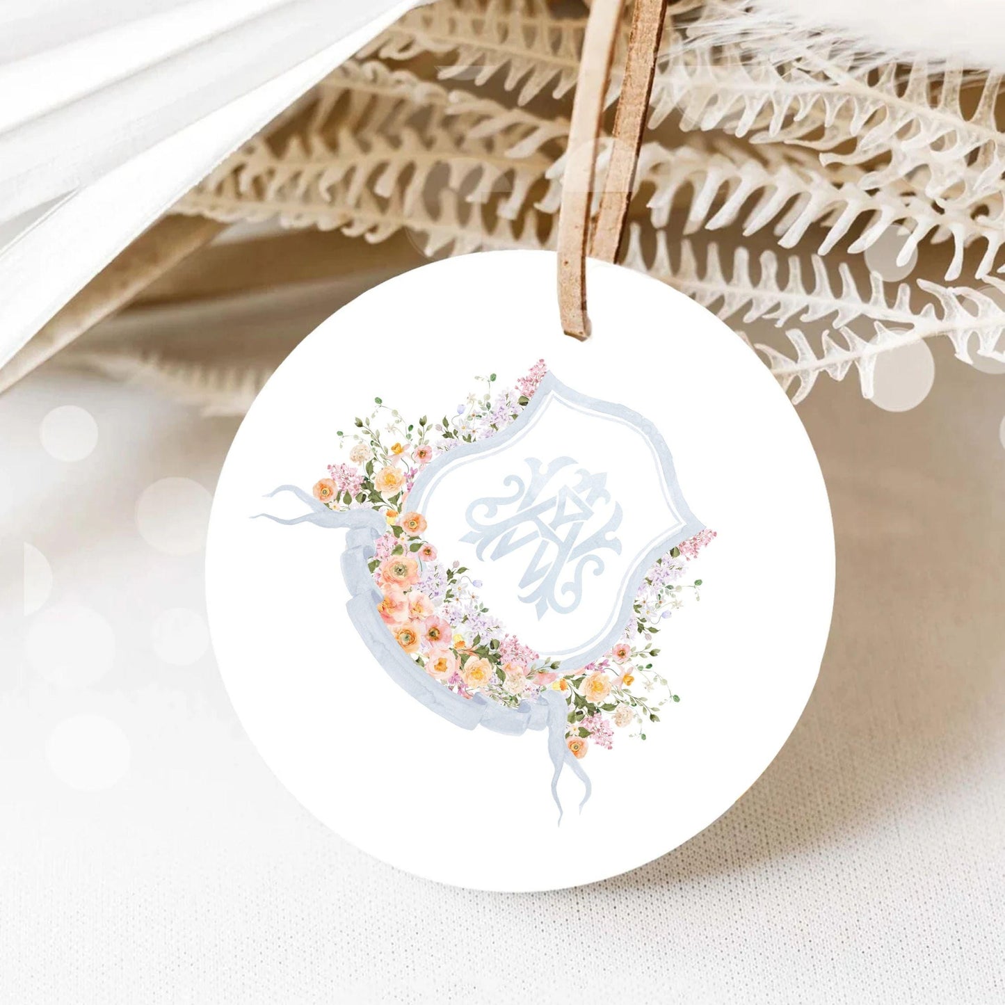 Orange Pink Yellow and White Watercolor Flower Wedding Crest - Monogram Crest - Floral Watercolor Wedding Crest - Blue Spring Wedding Crest
