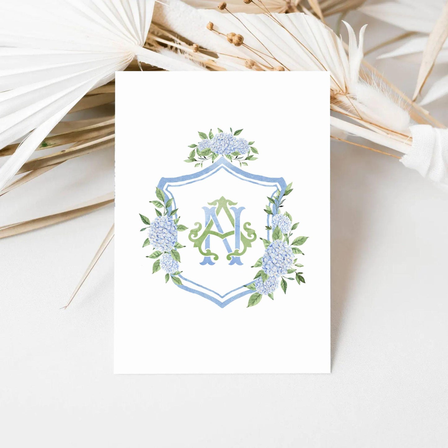 Hydrangea Flower Wedding Crest - Monogram Crest - Hydrangea Floral Luxury Watercolor Wedding Crest - Romantic Wedding Crest- Boho Hydrangea