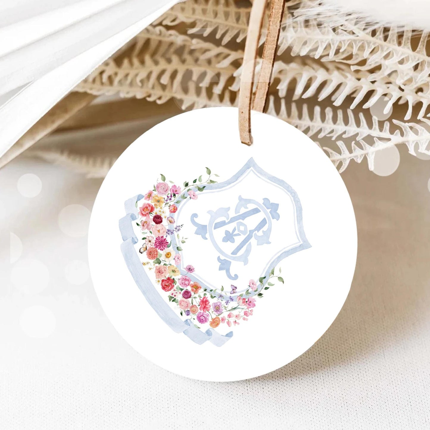 Wildflower Pink Flower Wedding Crest - Monogram Crest - Floral Luxury Watercolor Wedding Crest - Romantic Wedding Crest