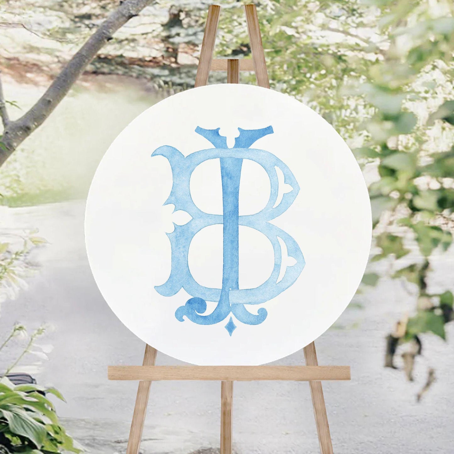 Watercolor Wedding Monogram JB - Classic 2 Letter Design (Digital Download)
