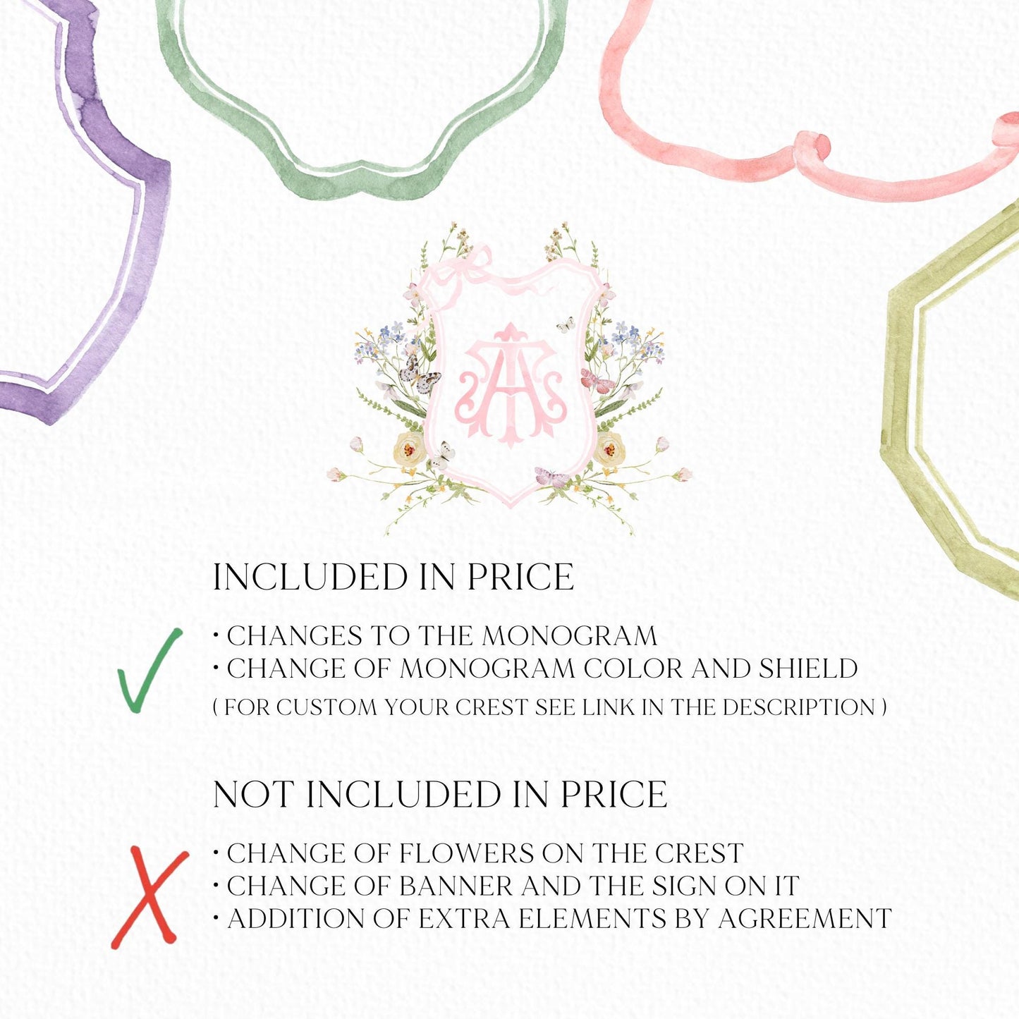 Isabella WildFlower Wedding Crest - Monogram Crest - WildFlower Floral Luxury Watercolor Wedding Crest - Romantic Wedding Crest - WildFlower