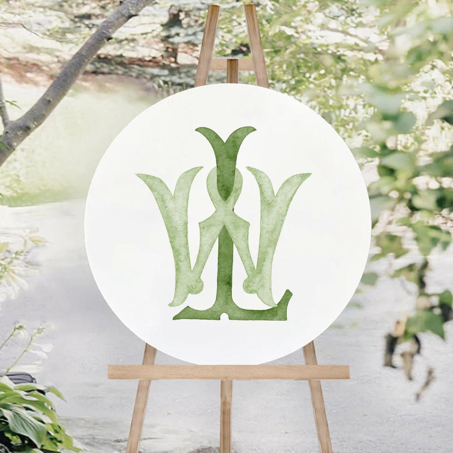Watercolor Wedding Monogram - "WL" Classic Interlocking Design (Digital Download)