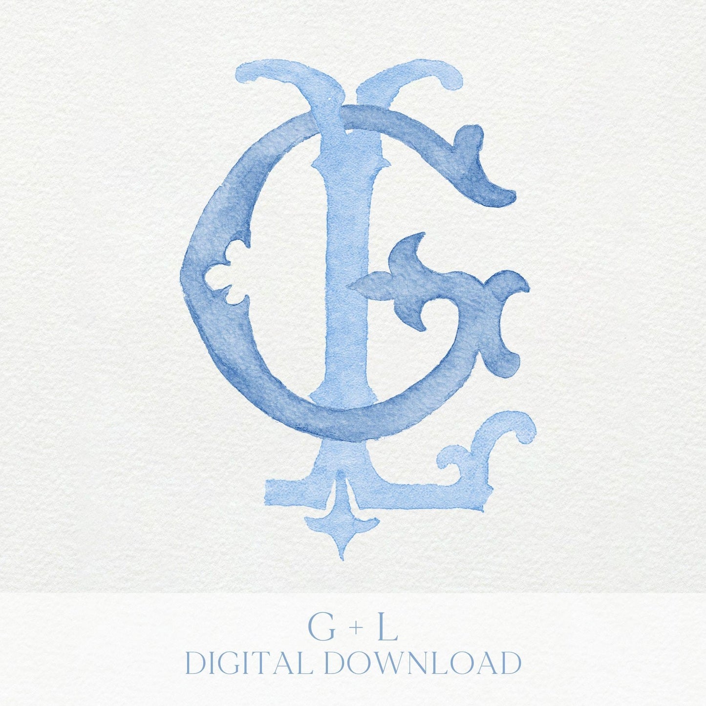 Watercolor GL Wedding Monogram – Classic Letter Design (Digital Download)