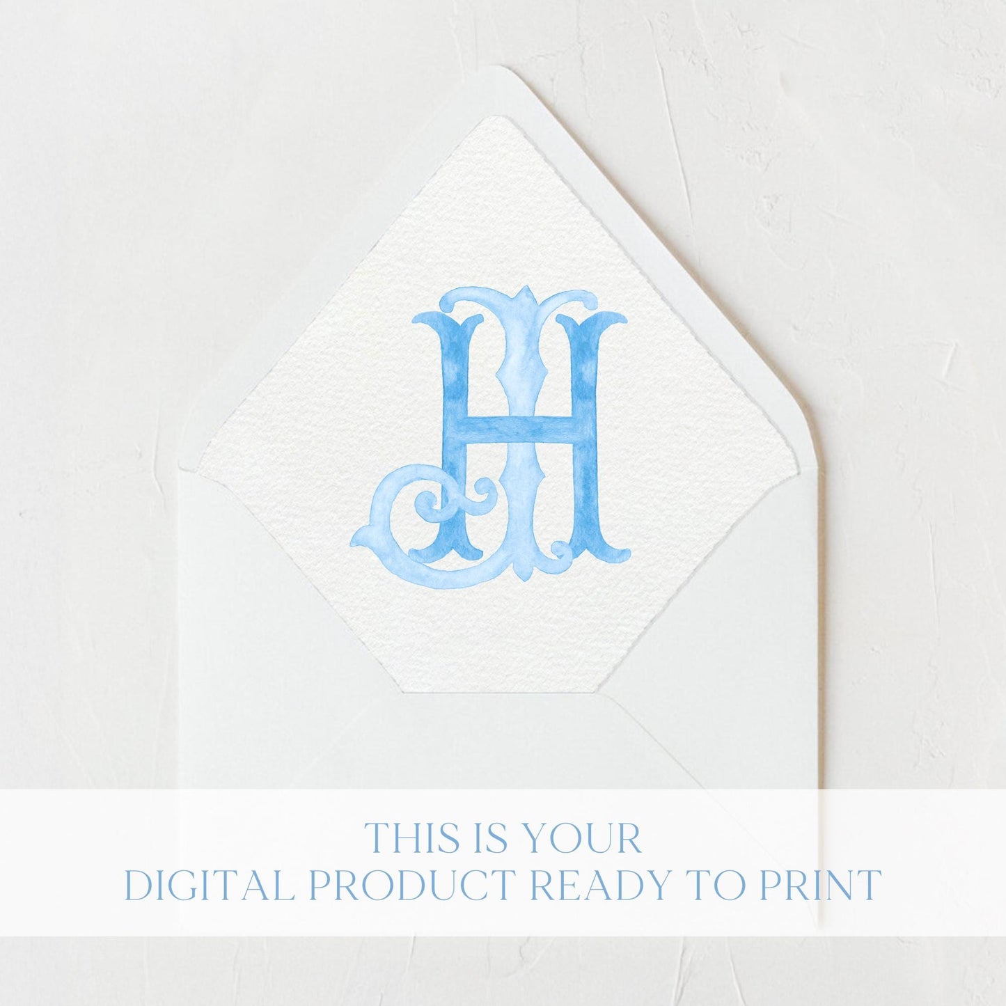 Watercolor Wedding Monogram – Classic HJ Monogram (Digital Download)
